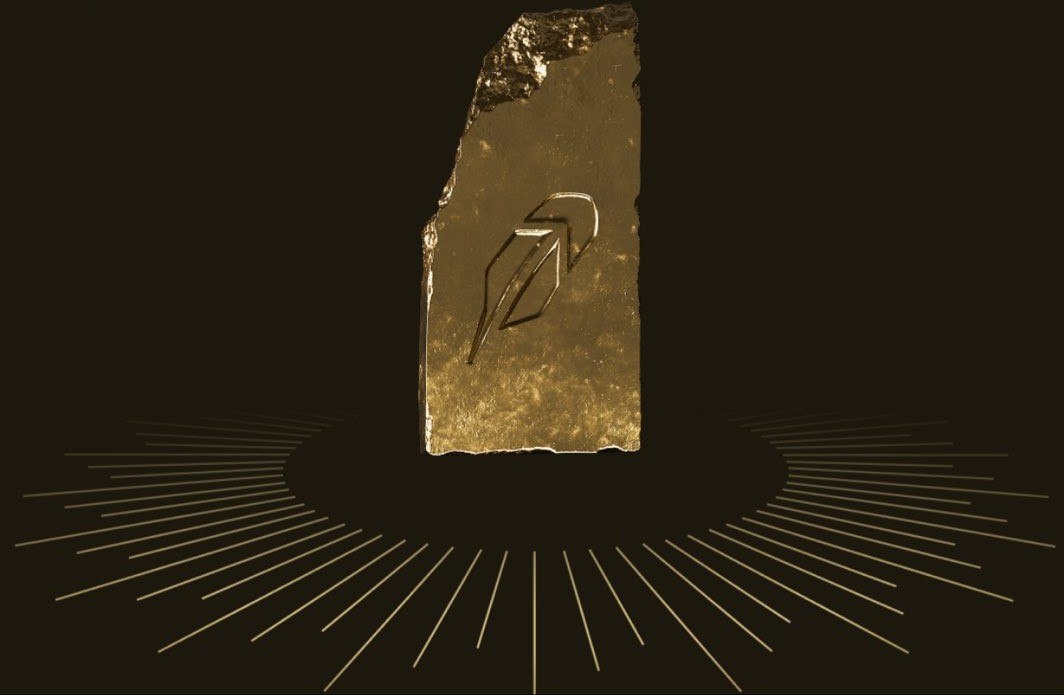 Golden RHG slab radiating light